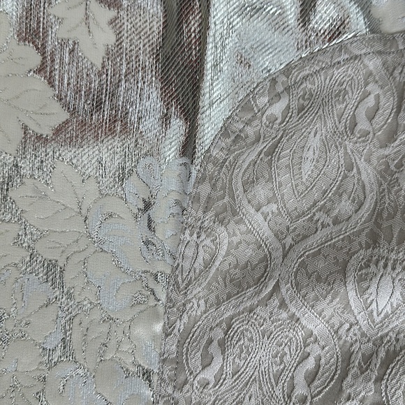 Bryan Lars Beauty Mark designer silver Lamé pants with cream and white flowers - Picture 8 of 11